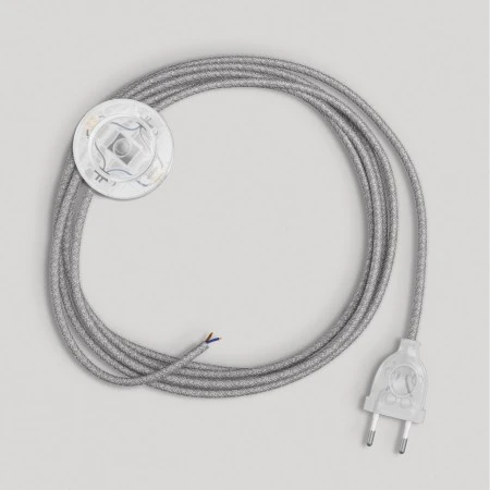Wiring for lamp with grey linen cable 3 m - Transparent