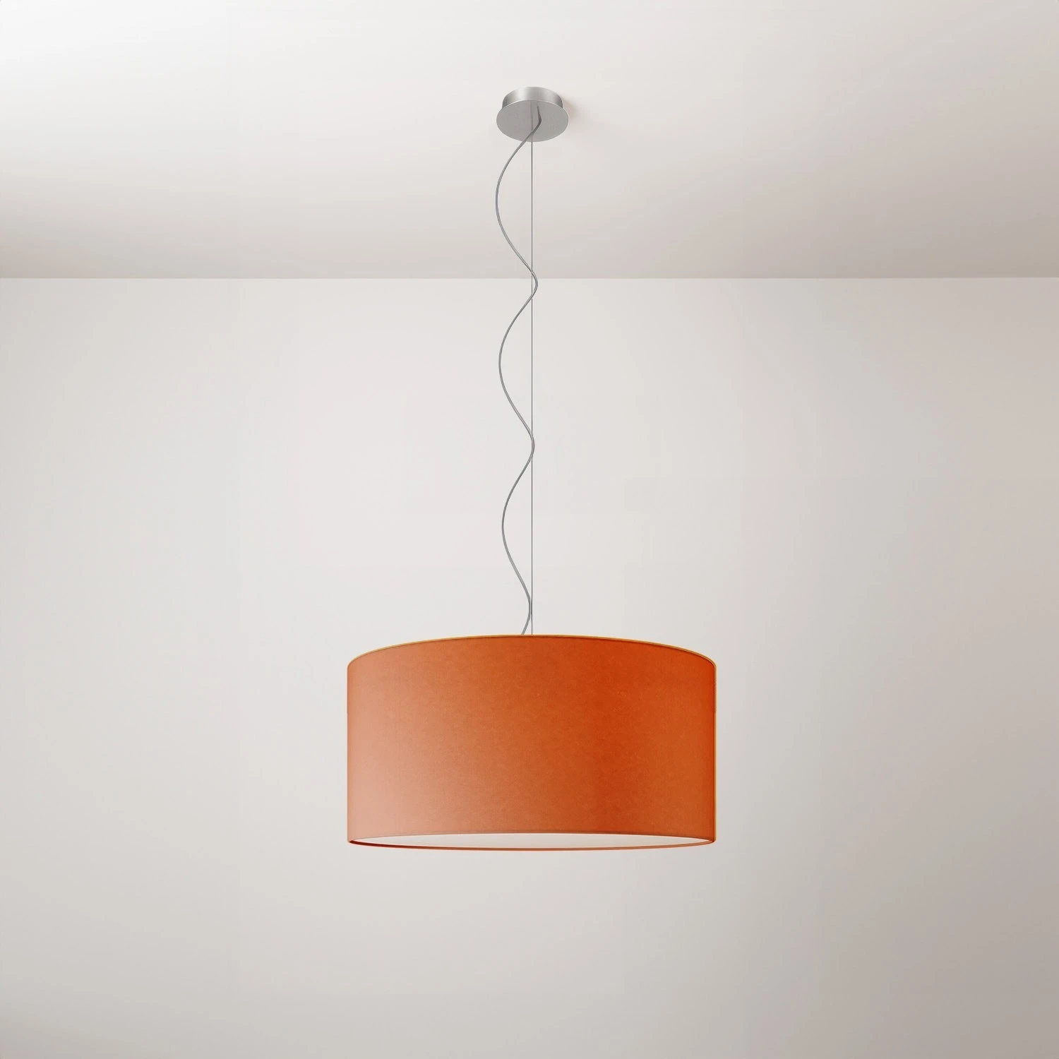 Cilindro Medium fabric pendant lamp with lampshade - Made in Italy
