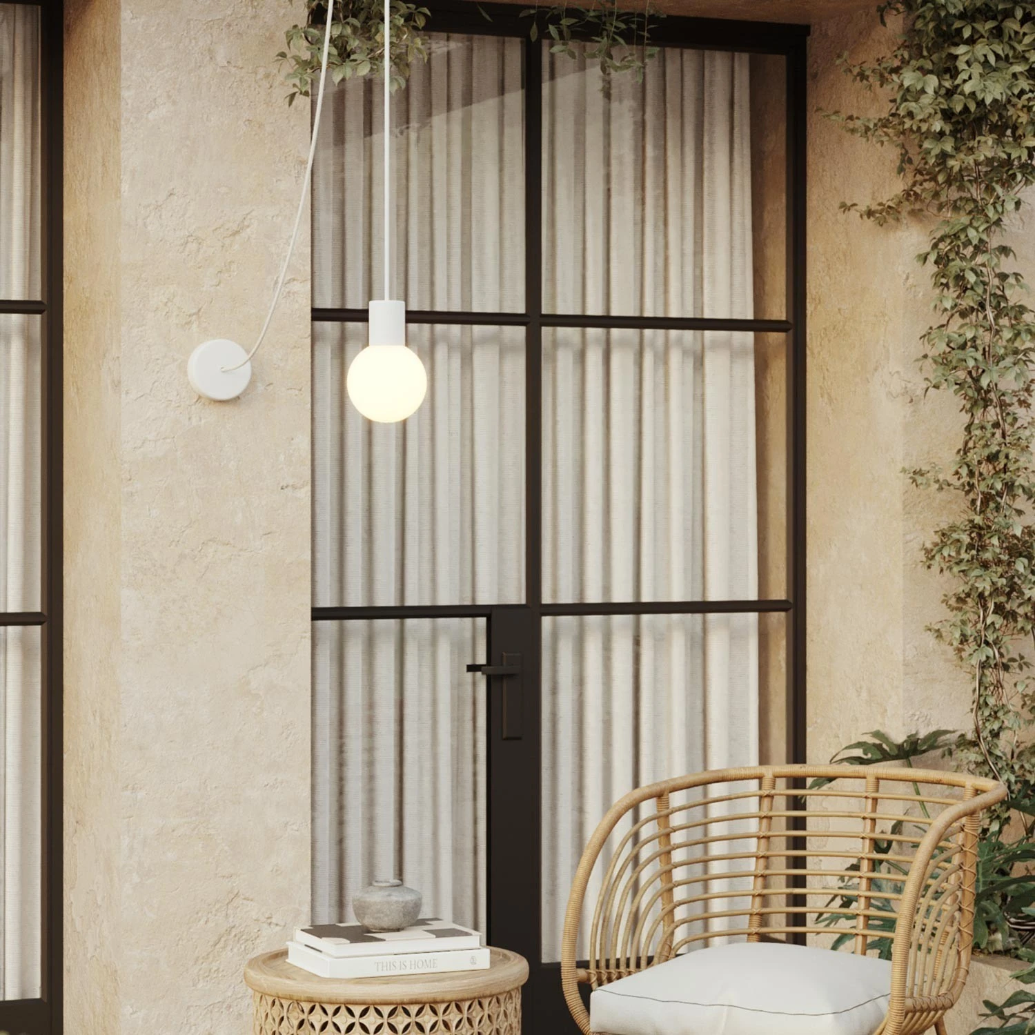 EIVA IP65 outdoor pendant lamp with unbreakable Unbreak-a-Ball shade