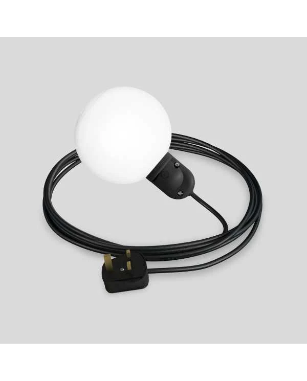EIVA IP65 plug-in outdoor lamp with UK plug and unbreakable Unbreak-a-Ball shade