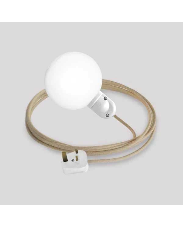 EIVA IP65 plug-in outdoor lamp with UK plug and unbreakable Unbreak-a-Ball shade