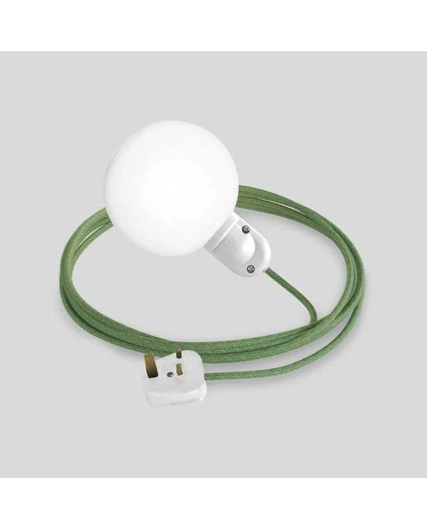 EIVA IP65 plug-in outdoor lamp with UK plug and unbreakable Unbreak-a-Ball shade