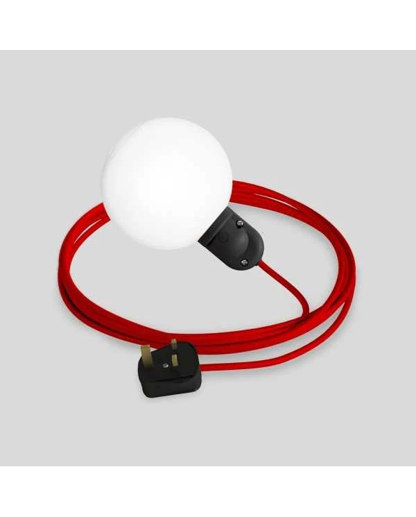 EIVA IP65 plug-in outdoor lamp with UK plug and unbreakable Unbreak-a-Ball shade