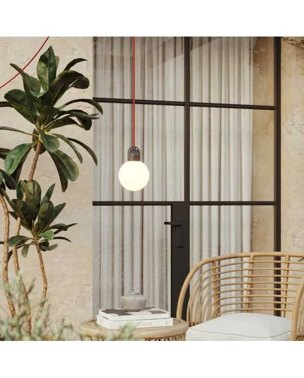 EIVA IP65 plug-in outdoor lamp with UK plug and unbreakable Unbreak-a-Ball shade