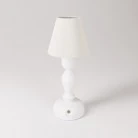 Portable and rechargeable Cabless14 Lamp with droplet bulb and lampshade
