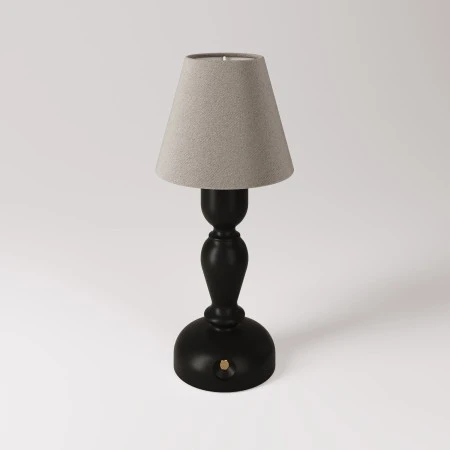 Portable and rechargeable Cabless14 Lamp with droplet bulb and lampshade - Black