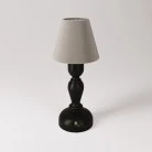 Portable and rechargeable Cabless14 Lamp with droplet bulb and lampshade