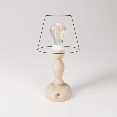 Portable and rechargeable Cabless14 Lamp with droplet bulb and provision for lampshade - Neutral