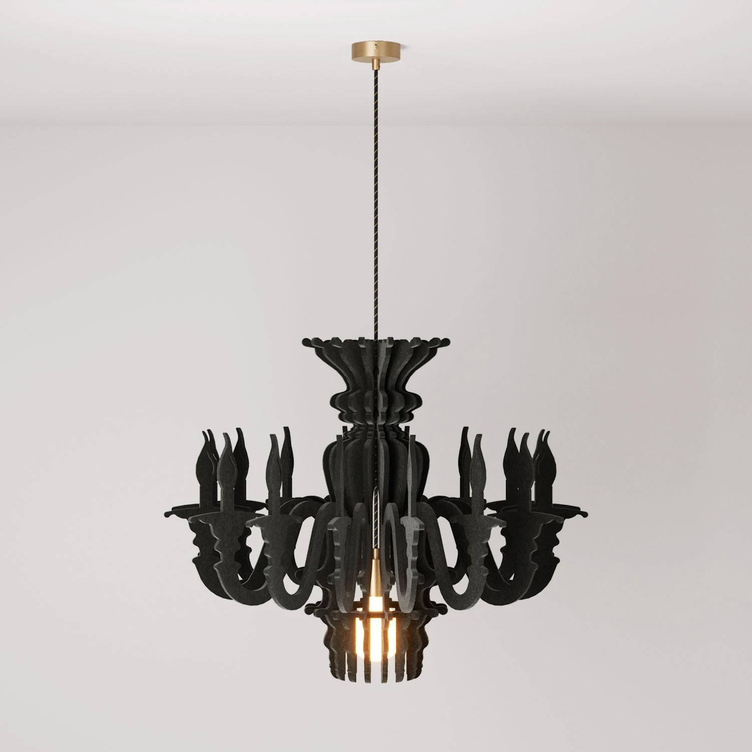 Suspension lamp with classic SHHANDELIER shade made of sound-absorbing material