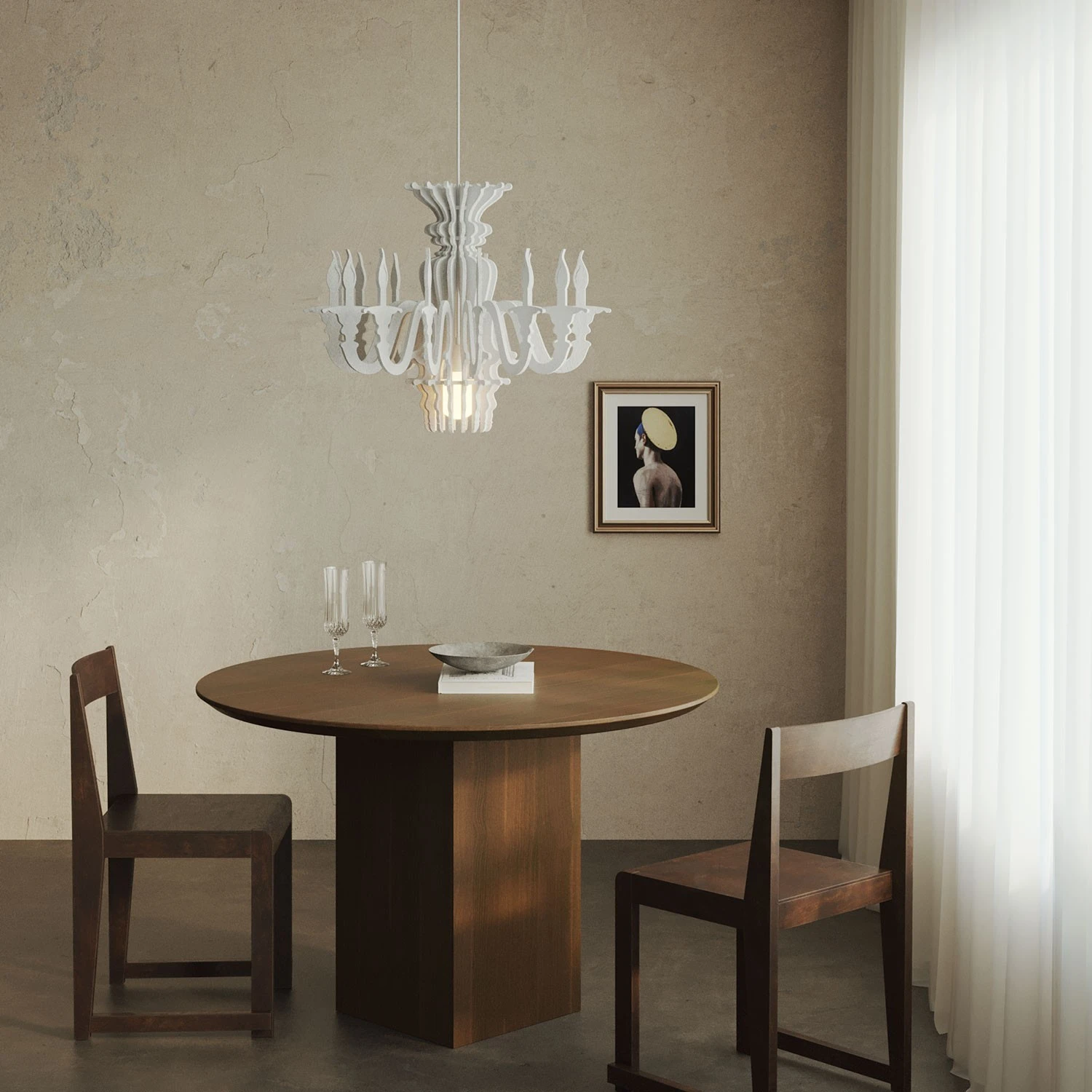 Suspension lamp with classic SHHANDELIER shade made of sound-absorbing material