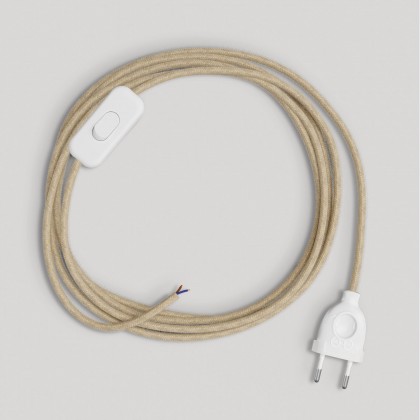 Wiring for lamp with neutral jute cable 1.80 m - White