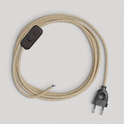 Wiring for lamp with neutral jute cable 1.80 m - Black