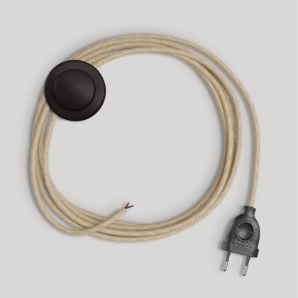 Wiring for lamp with neutral jute cable 3 m - Black