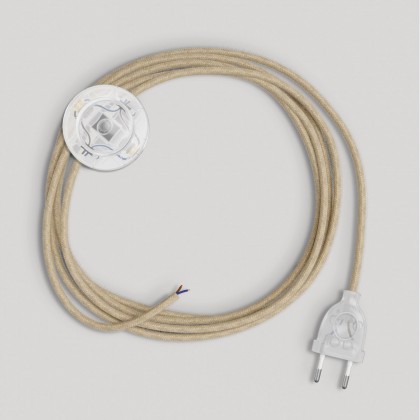 Wiring for lamp with neutral jute cable 3 m - Transparent