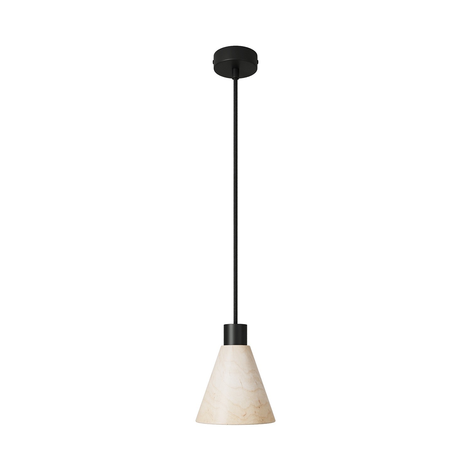 Pendant lamp with wooden conical lampshade