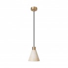 Pendant lamp with wooden conical lampshade
