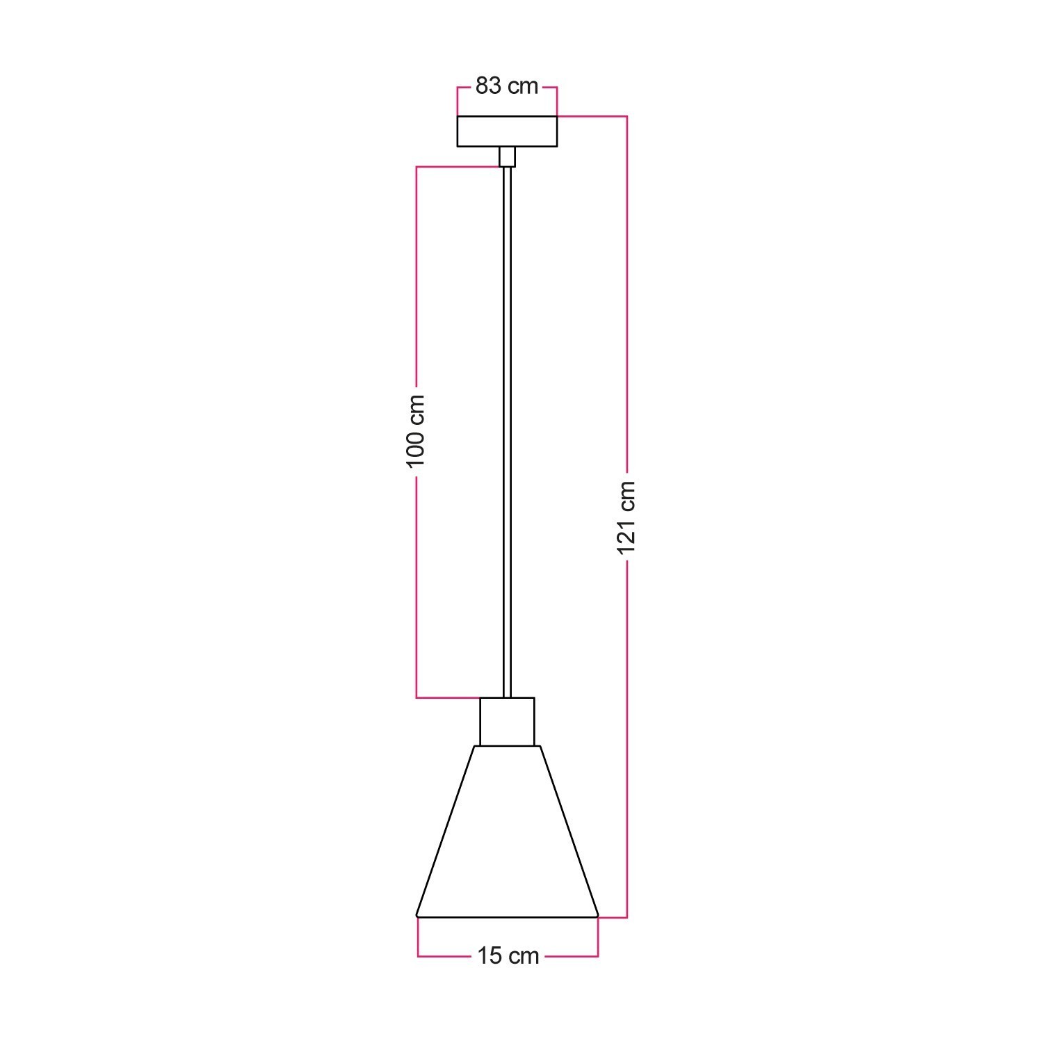 Pendant lamp with wooden conical lampshade
