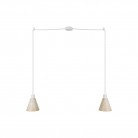 2-drop pendant lamp with wooden conical lampshades