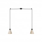 2-drop pendant lamp with wooden conical lampshades