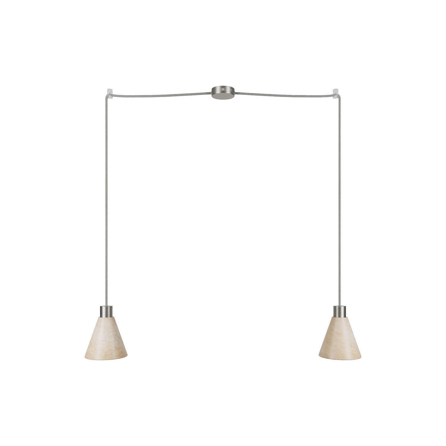 2-drop pendant lamp with wooden conical lampshades