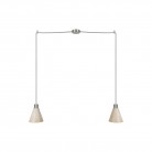 2-drop pendant lamp with wooden conical lampshades