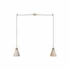 2-drop pendant lamp with wooden conical lampshades