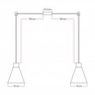 2-drop pendant lamp with wooden conical lampshades