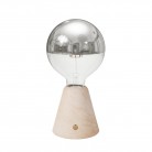 Portable and rechargeable Cabless01 LED lamp with Silver Half Sphere Globe light bulb