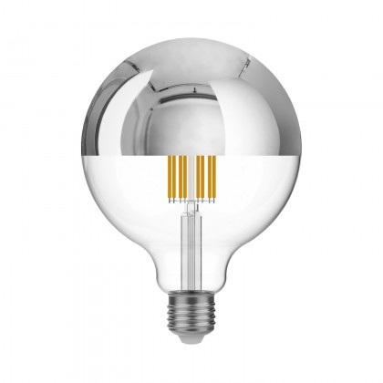 LED Silver Half Sphere Globe Light Bulb G125 7W 650Lm E27 2700K Dimmable - A05