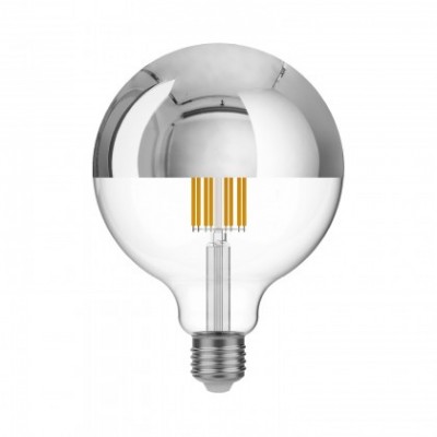 LED Silver Half Sphere Globe Light Bulb G125 7W 650Lm E27 2700K Dimmable - A05