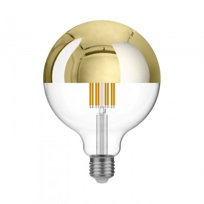 LED Gold Half Sphere Globe Light Bulb G125 7W 650Lm E27 2700K Dimmable - A15