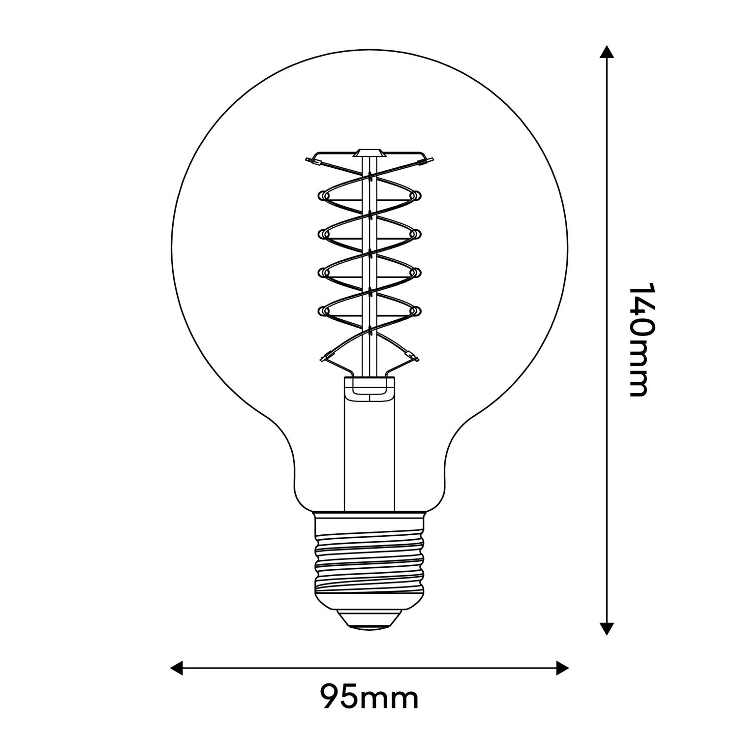 LED Smoky Globe Bulb G95 4.8W 250Lm E27 1800K Dimmable - D03
