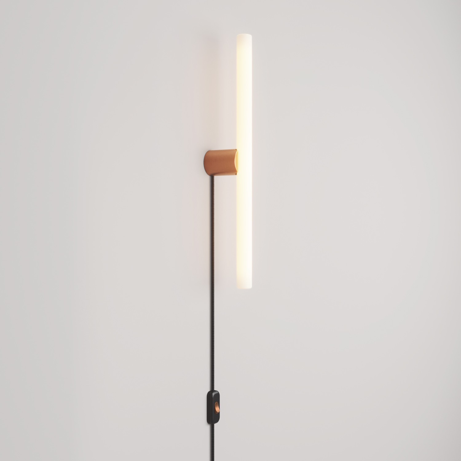 Lamp with plug, metal finish and linear LED S14d bulb