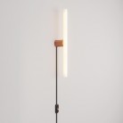 Lamp with plug, metal finish and linear LED S14d bulb