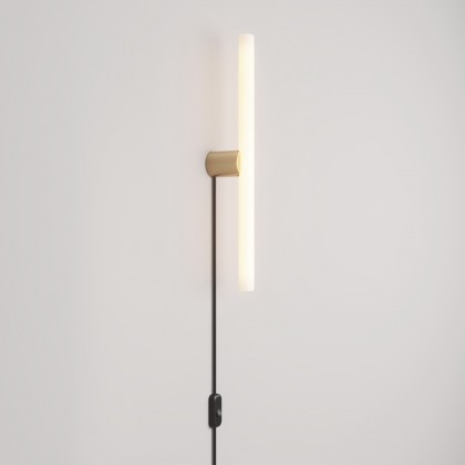 Lamp with plug, metal finish and linear LED S14d bulb - Brushed bronze