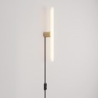 Lamp with plug, metal finish and linear LED S14d bulb