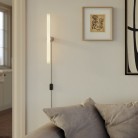 Lamp with plug, metal finish and linear LED S14d bulb