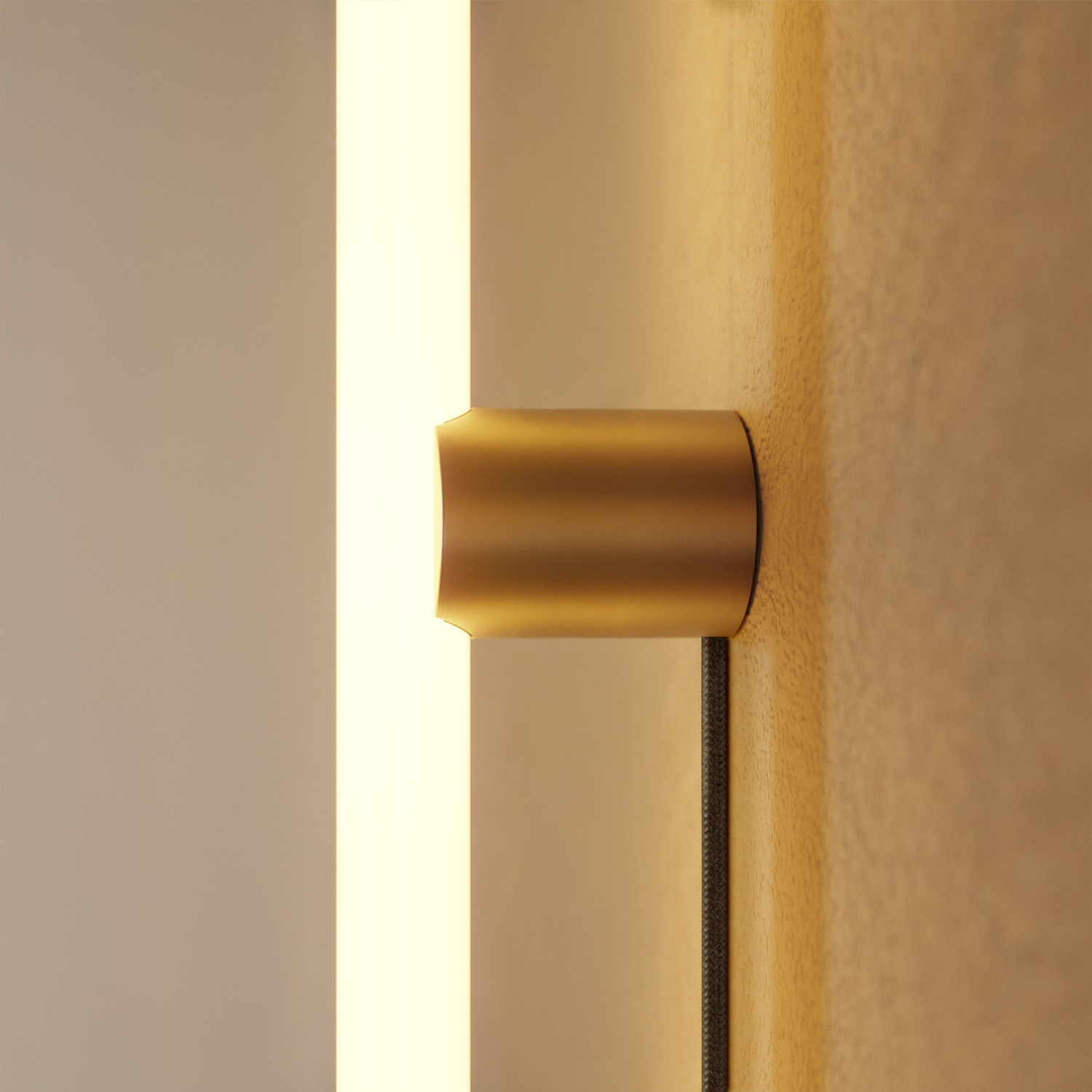 Lamp with plug, metal finish and linear LED S14d bulb