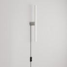 Lamp with plug, metal finish and linear LED S14d bulb