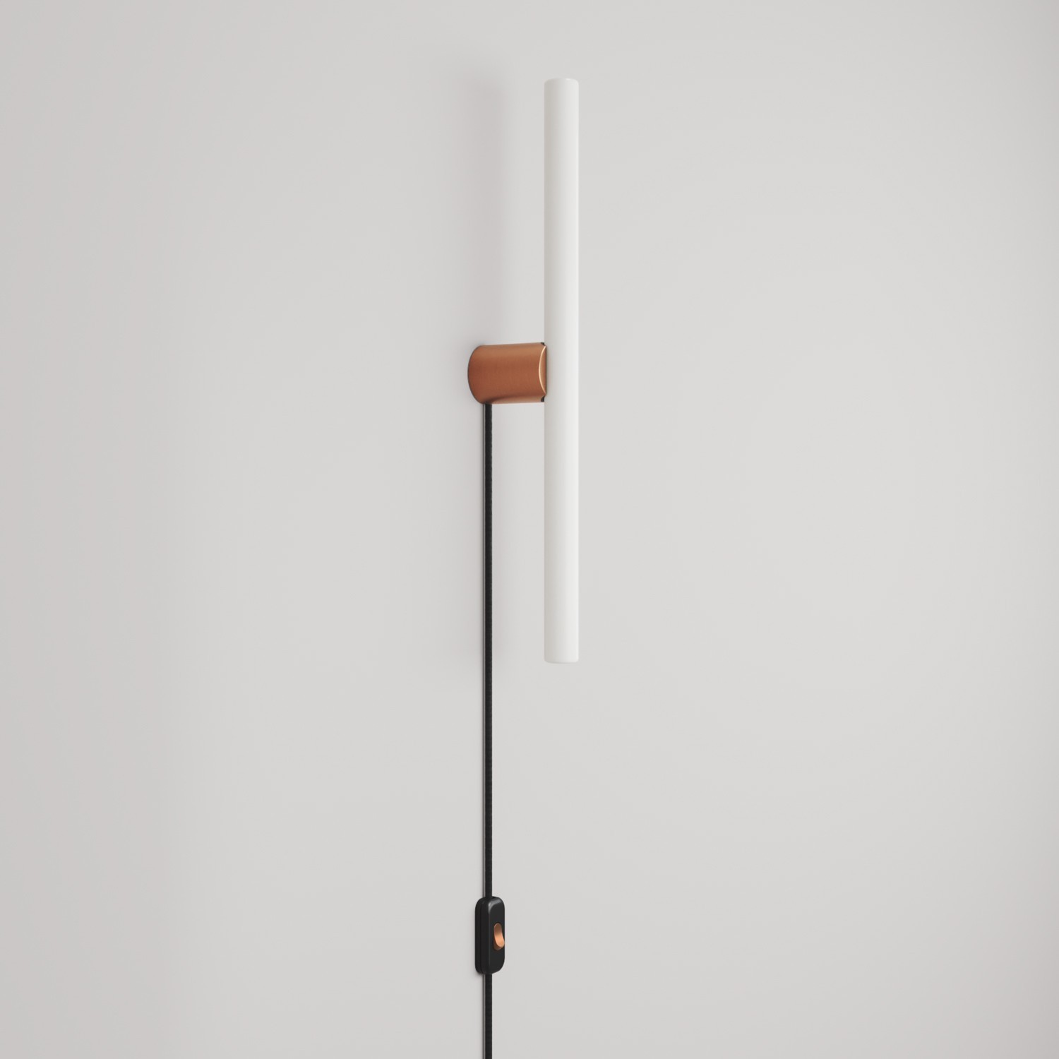 Lamp with plug, metal finish and linear LED S14d bulb