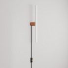 Lamp with plug, metal finish and linear LED S14d bulb