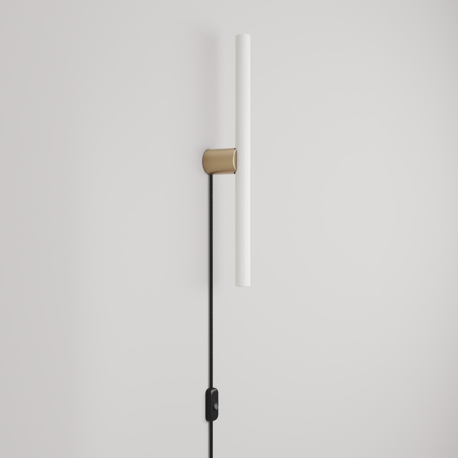 Lamp with plug, metal finish and linear LED S14d bulb
