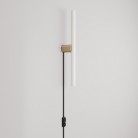 Lamp with plug, metal finish and linear LED S14d bulb
