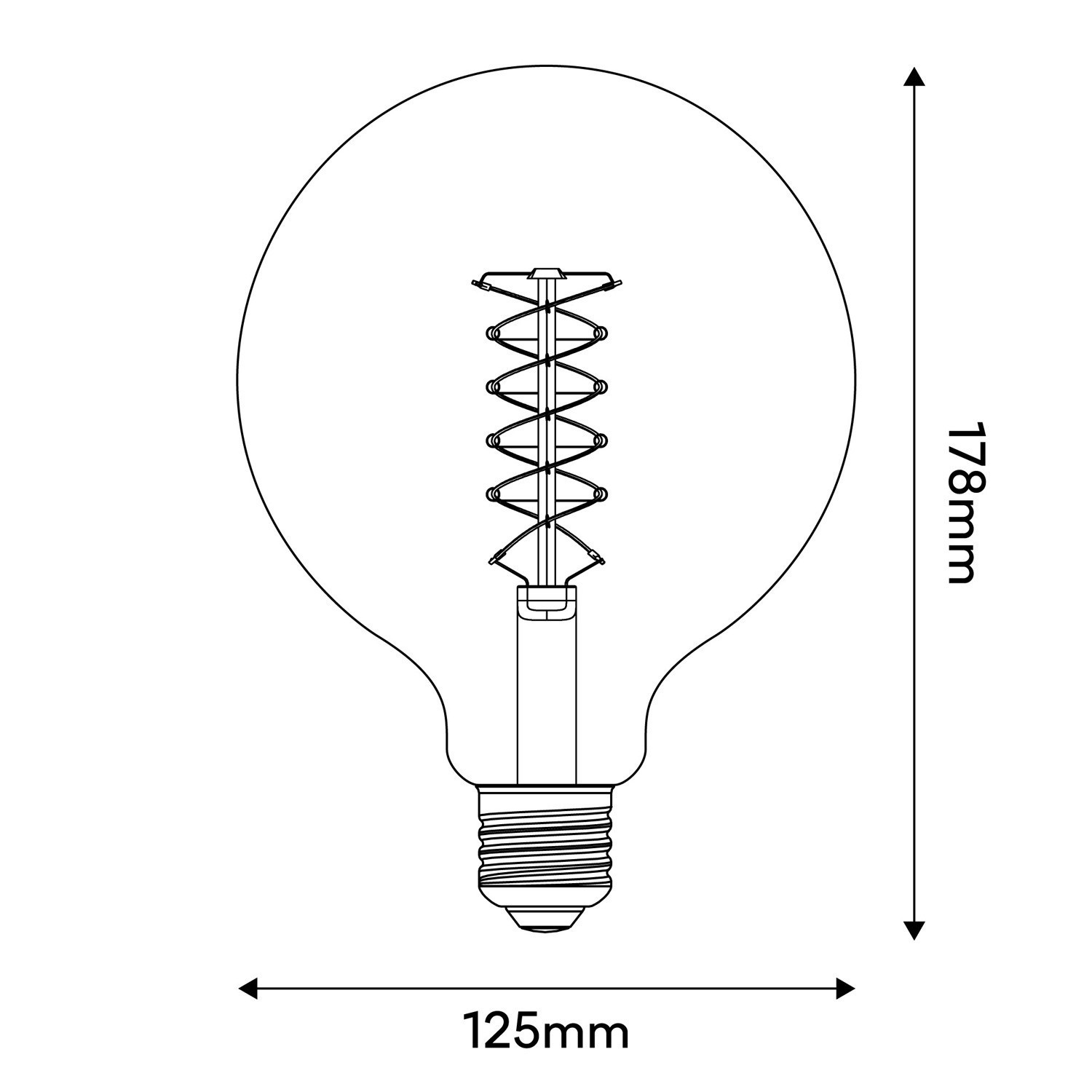 LED Filament Bulb White Globe G125 5.9W 500Lm E27 2700K Dimmable - W04