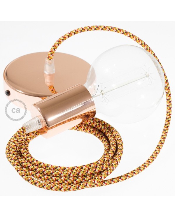 Single Pendant, suspended lamp with Pixel Orange textile cable RX01