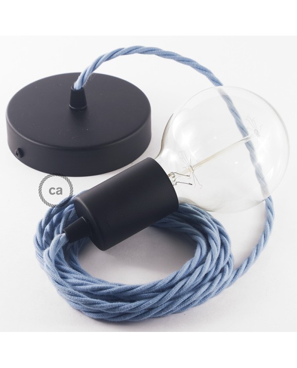 Single Pendant, suspended lamp with Ocean Cotton textile cable TC53