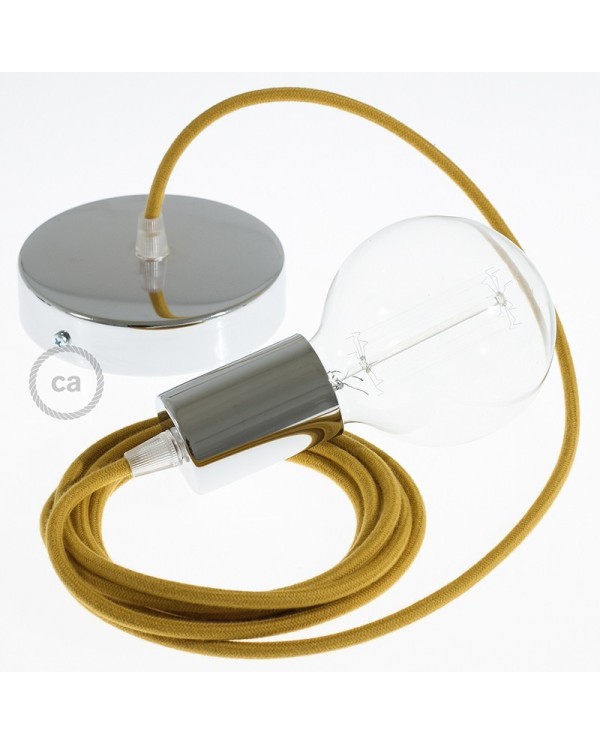 Single Pendant, suspended lamp with Golden Honey Cotton textile cable RC31