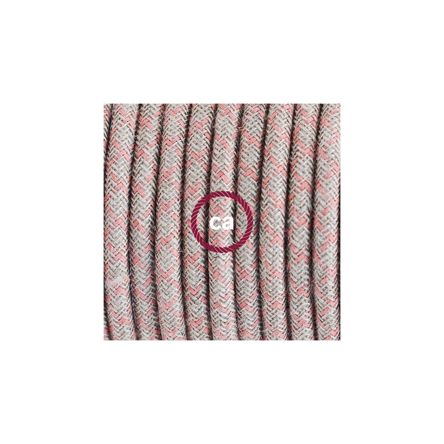 Single Pendant, suspended lamp with Lozenge Ancient Pink textile cable RD61
