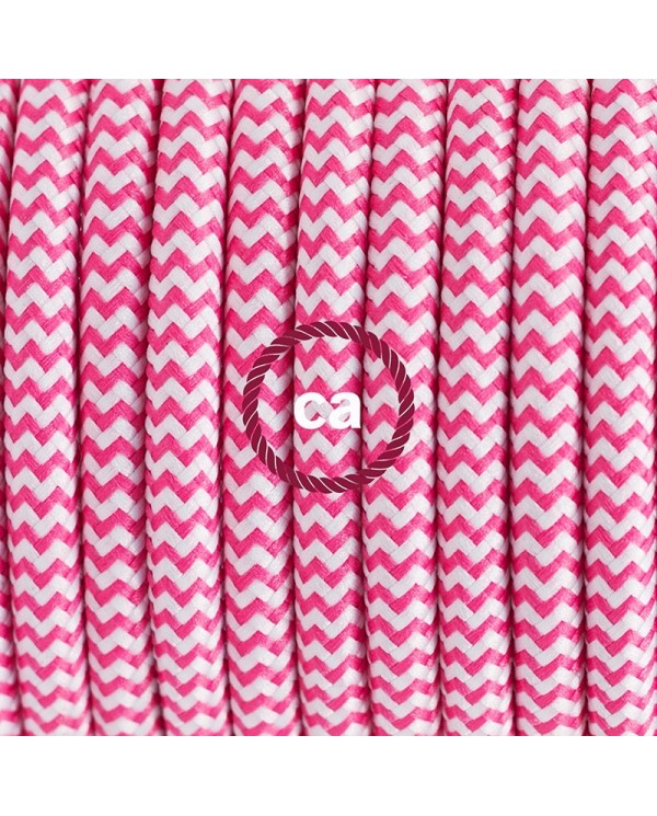 Single Pendant, suspended lamp with ZigZag Fuchsia textile cable RZ08
