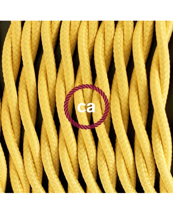 Single Pendant, suspended lamp with Yellow Rayon textile cable TM10